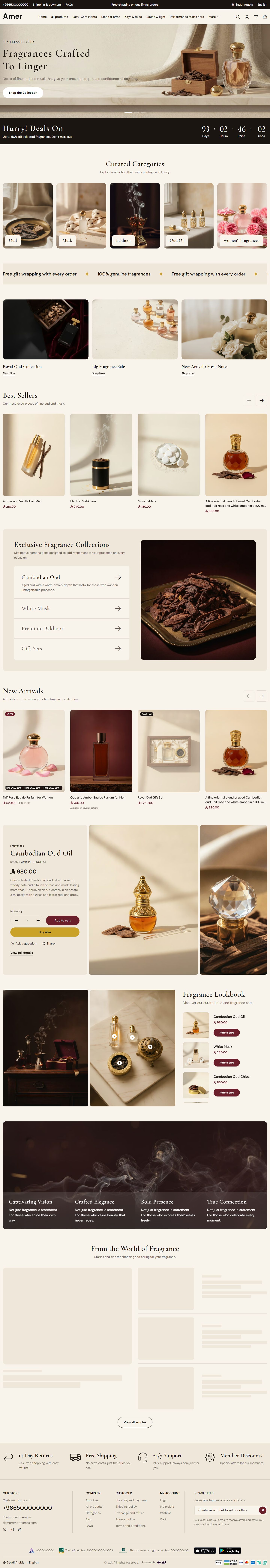 Home page of the Perfume & Oud design on desktop