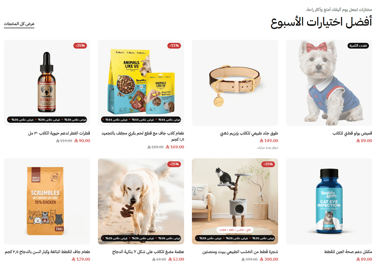 صفين منتجات مع بانر جانبي (أحسن مع العنوان على الجنب وتلات منتجات في الصف)