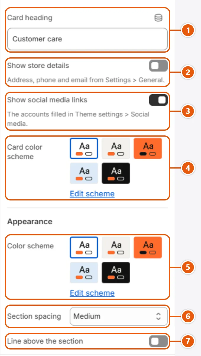 “Contact form” settings in the Shopify editor (2 of 2)