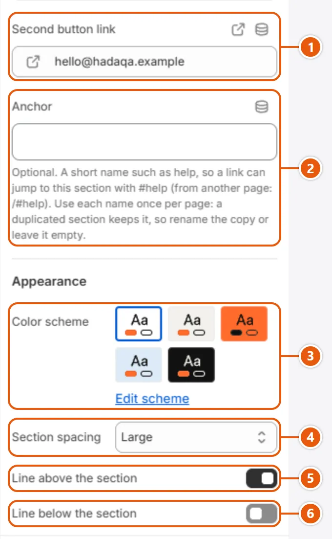“FAQ” settings in the Shopify editor (3 of 3)