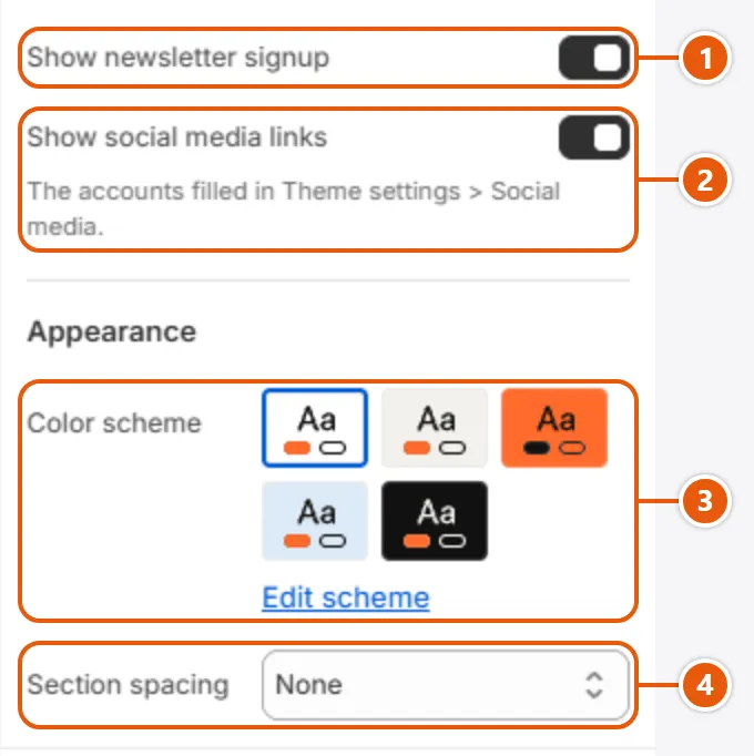 “Password page” settings in the Shopify editor (2 of 2)
