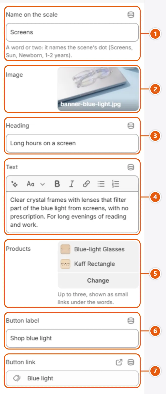 “Scene” settings in the Shopify editor