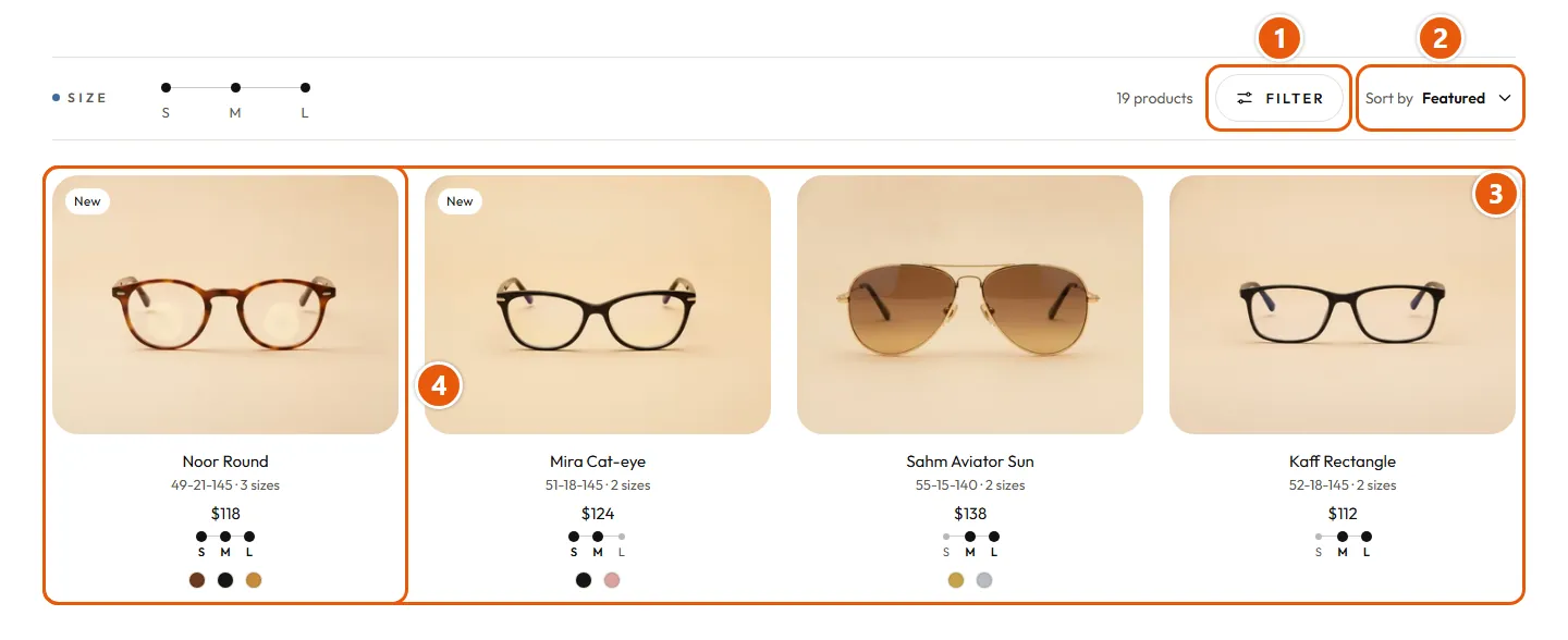Where “Collection products” shows in the store