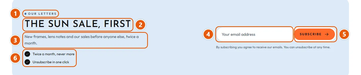 Where “Newsletter banner” shows in the store