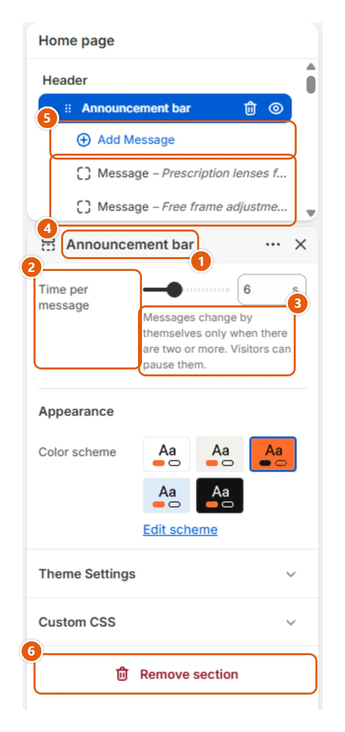 “The editor map” with its numbers