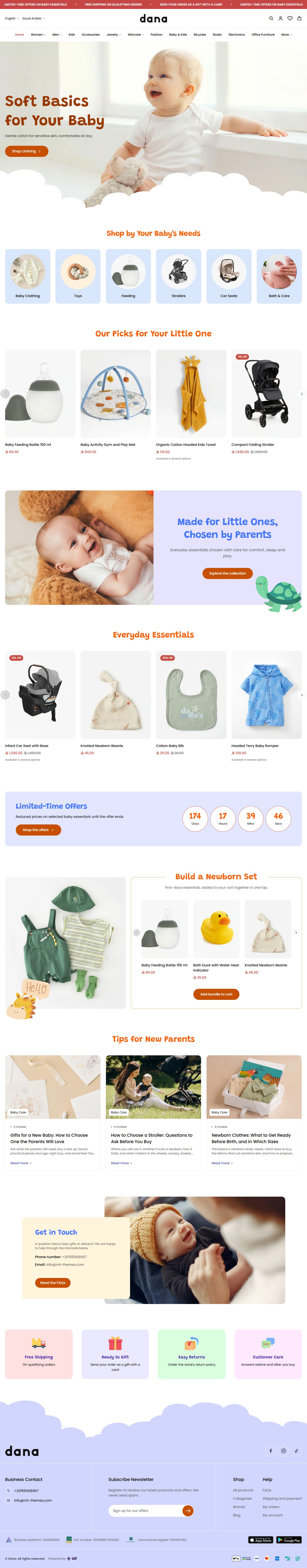 Home page of the Baby design on desktop