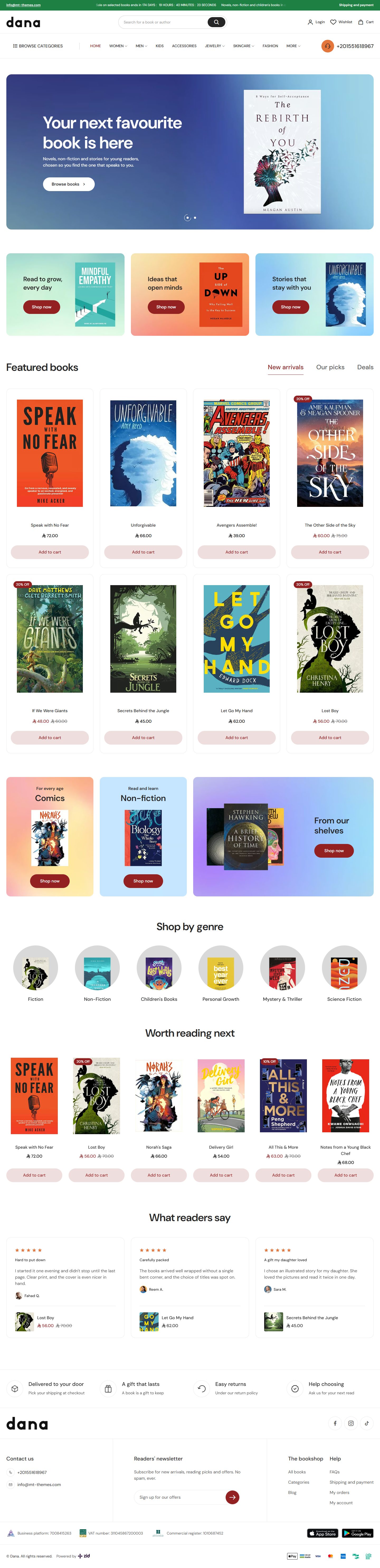 Home page of the Books design on desktop