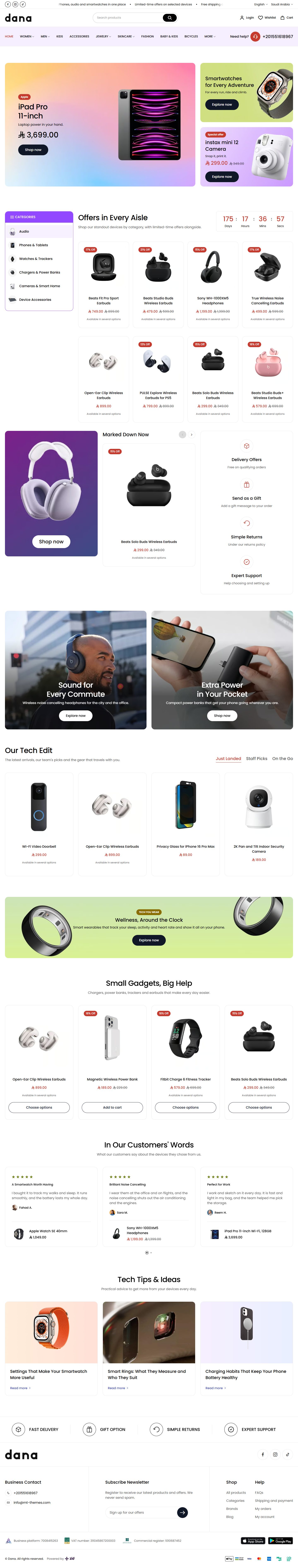 Home page of the Electronics Market design on desktop