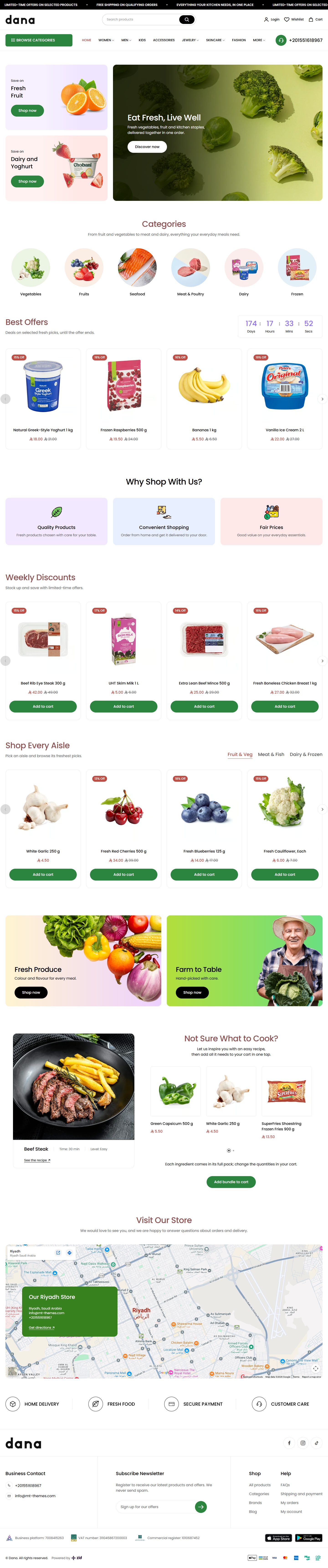 Home page of the Grocery design on desktop