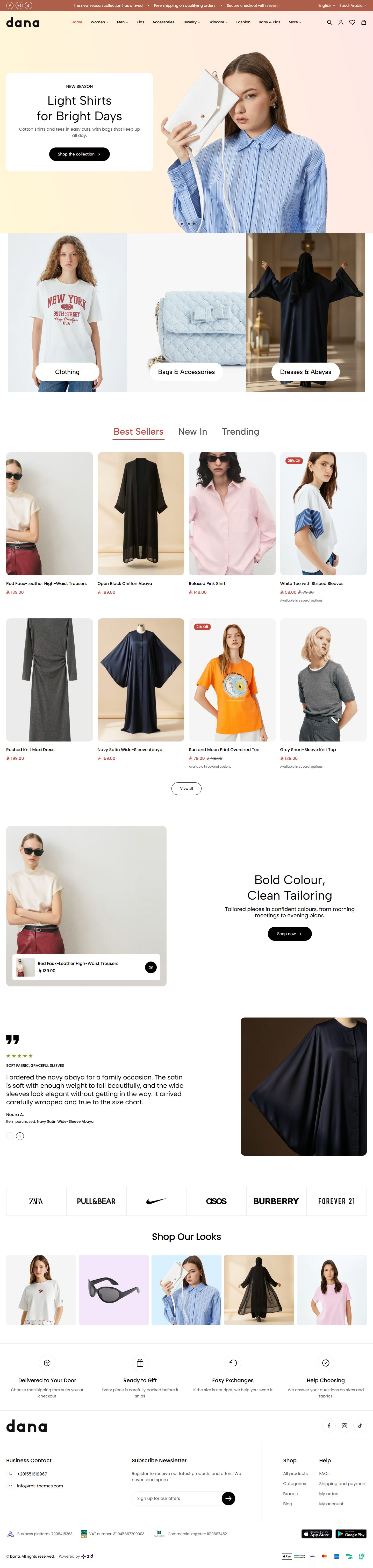 Home page of the Women's Fashion design on desktop