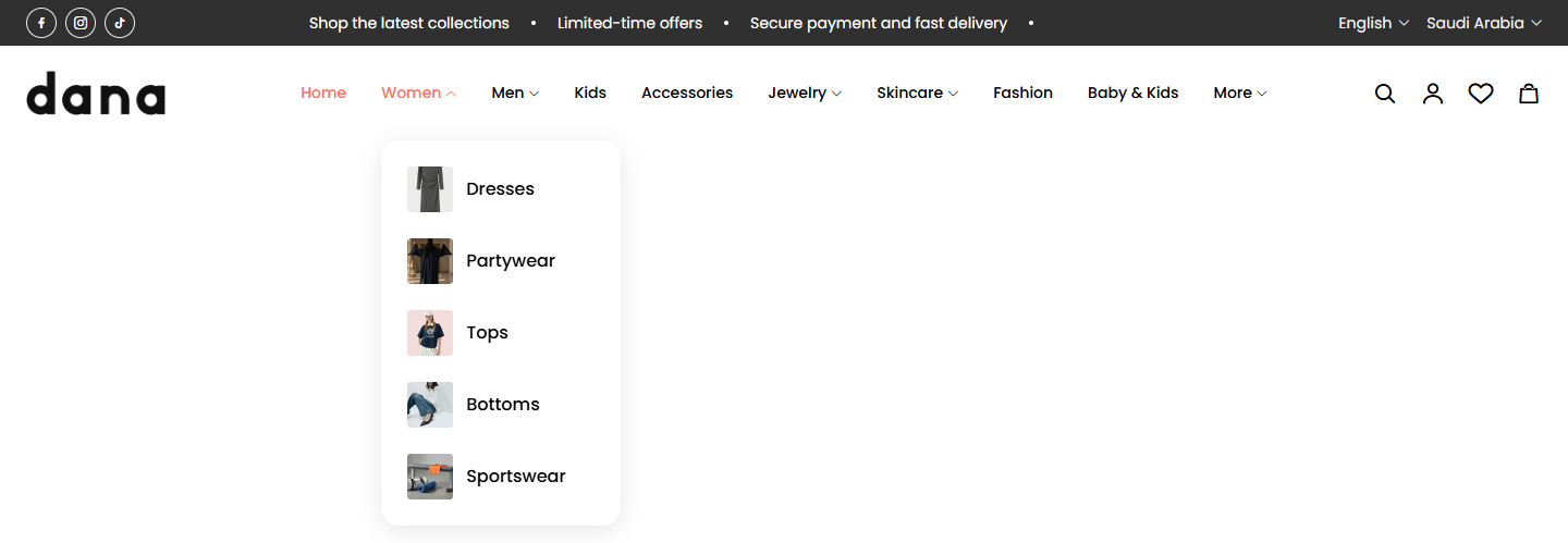 Category pictures in the menu