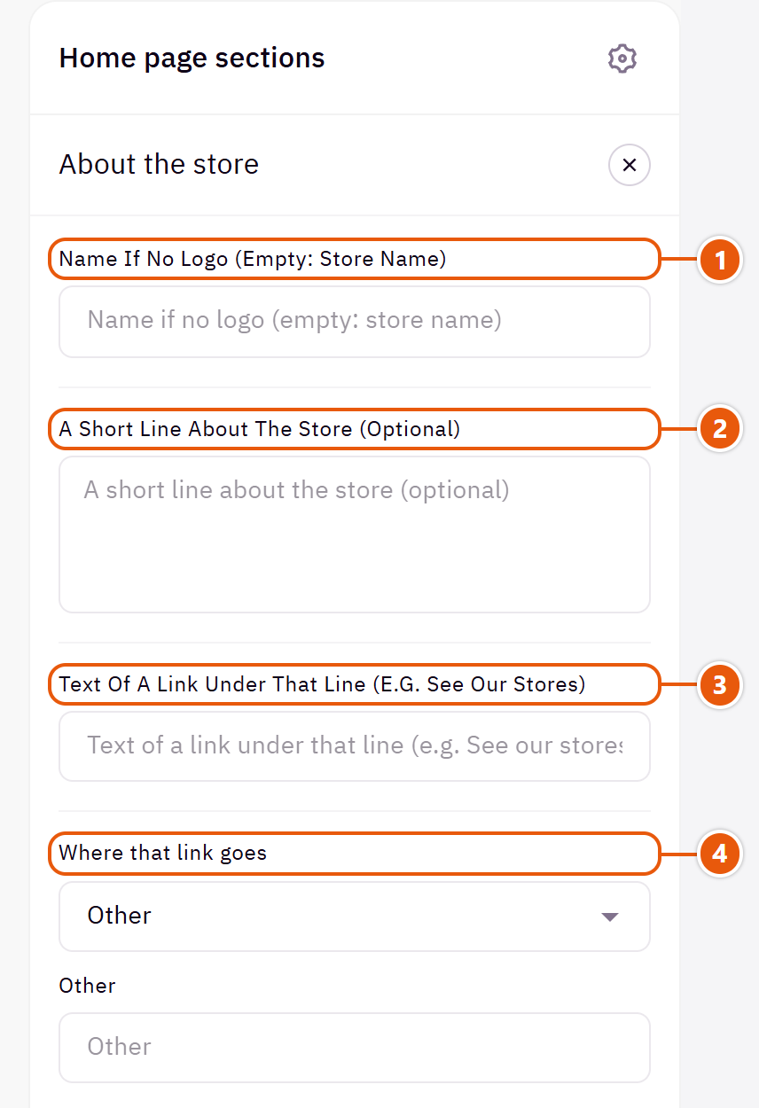 “About the store” settings in the Zid editor