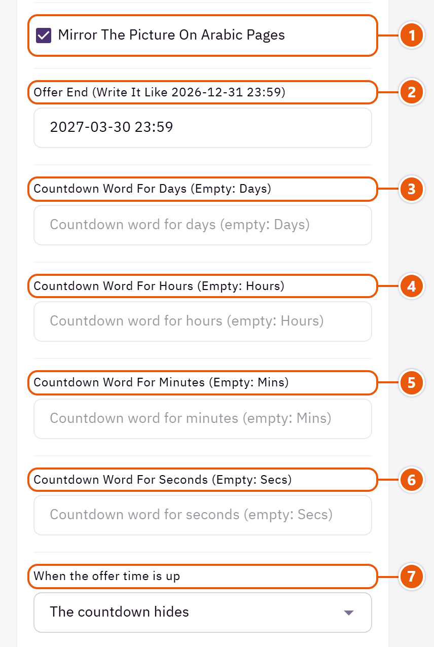 “Countdown banner” settings in the Zid editor (2 of 5)