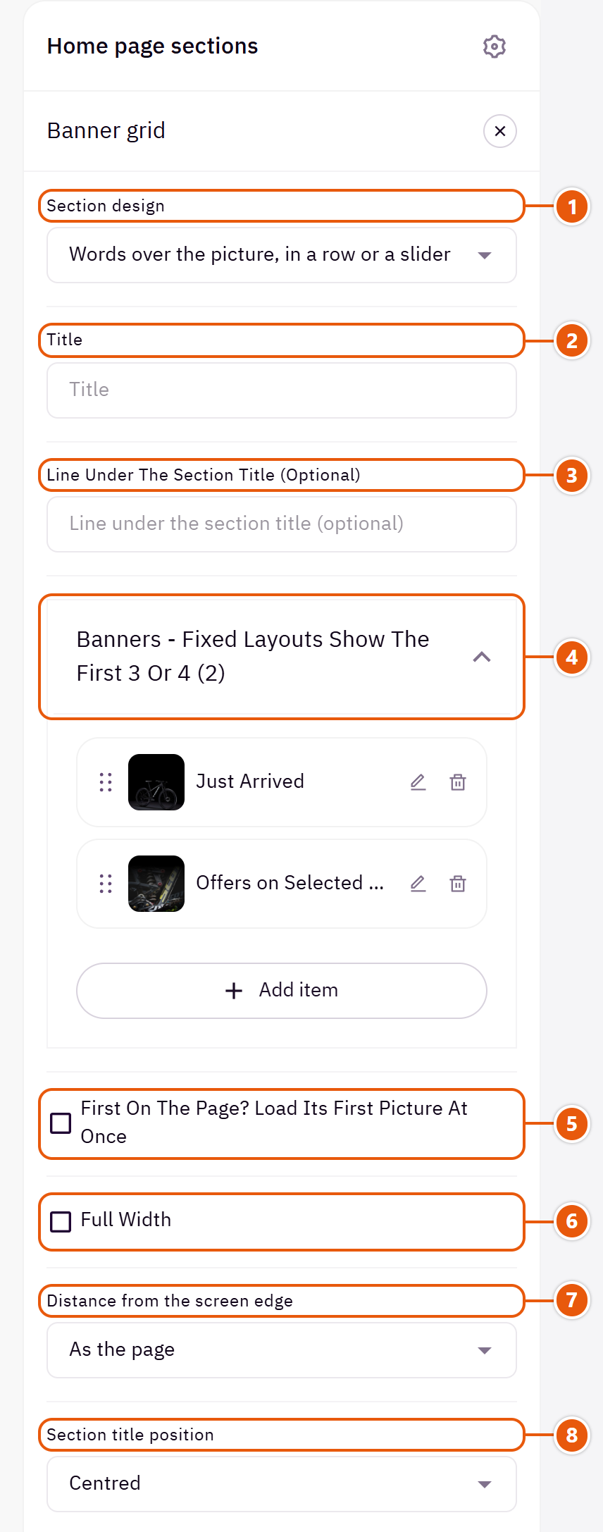 “Banner grid” settings in the Zid editor (1 of 4)