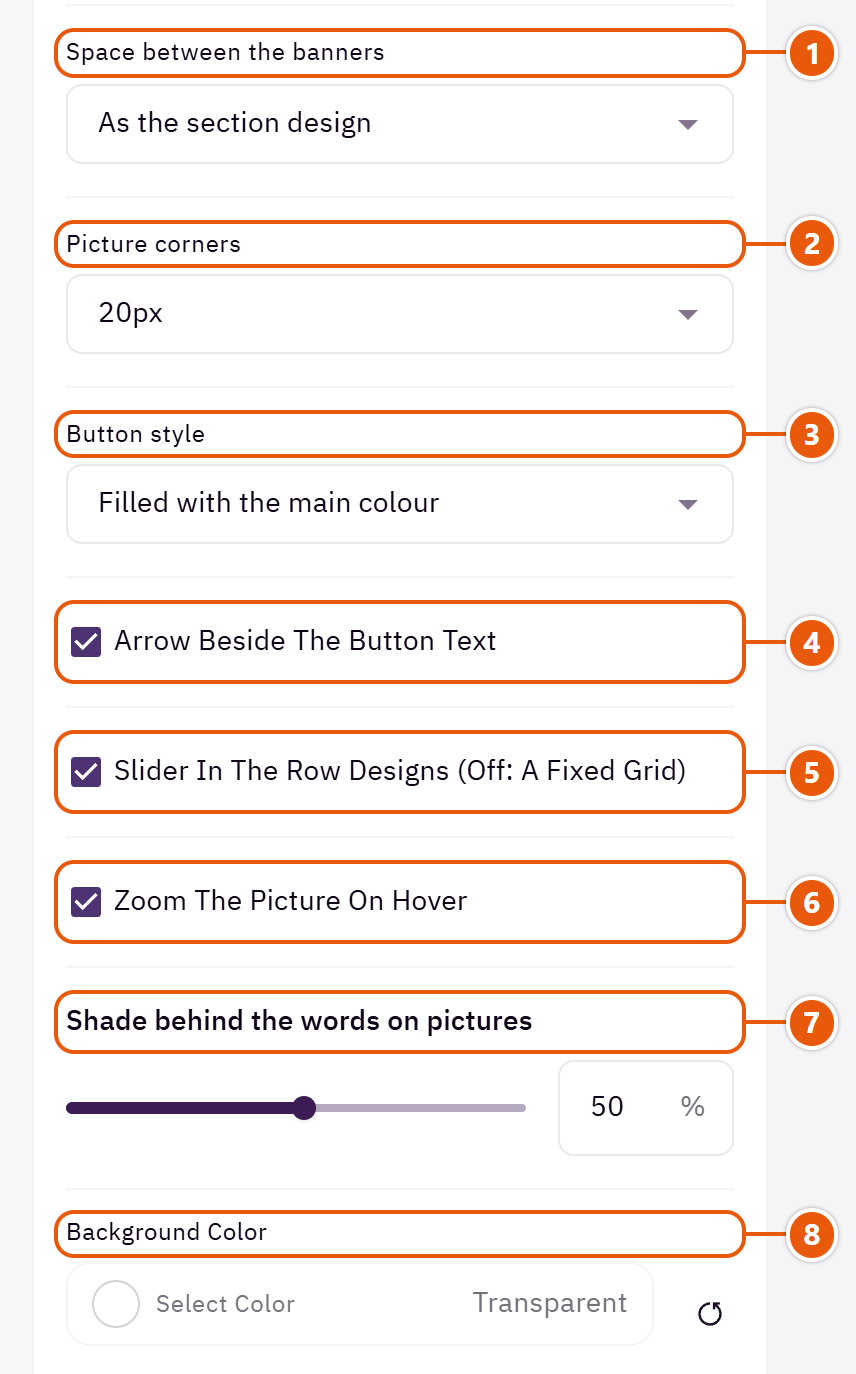 “Banner grid” settings in the Zid editor (3 of 4)