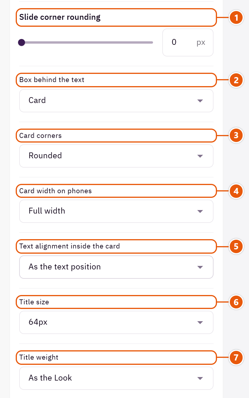 “Main slider” settings in the Zid editor (2 of 7)