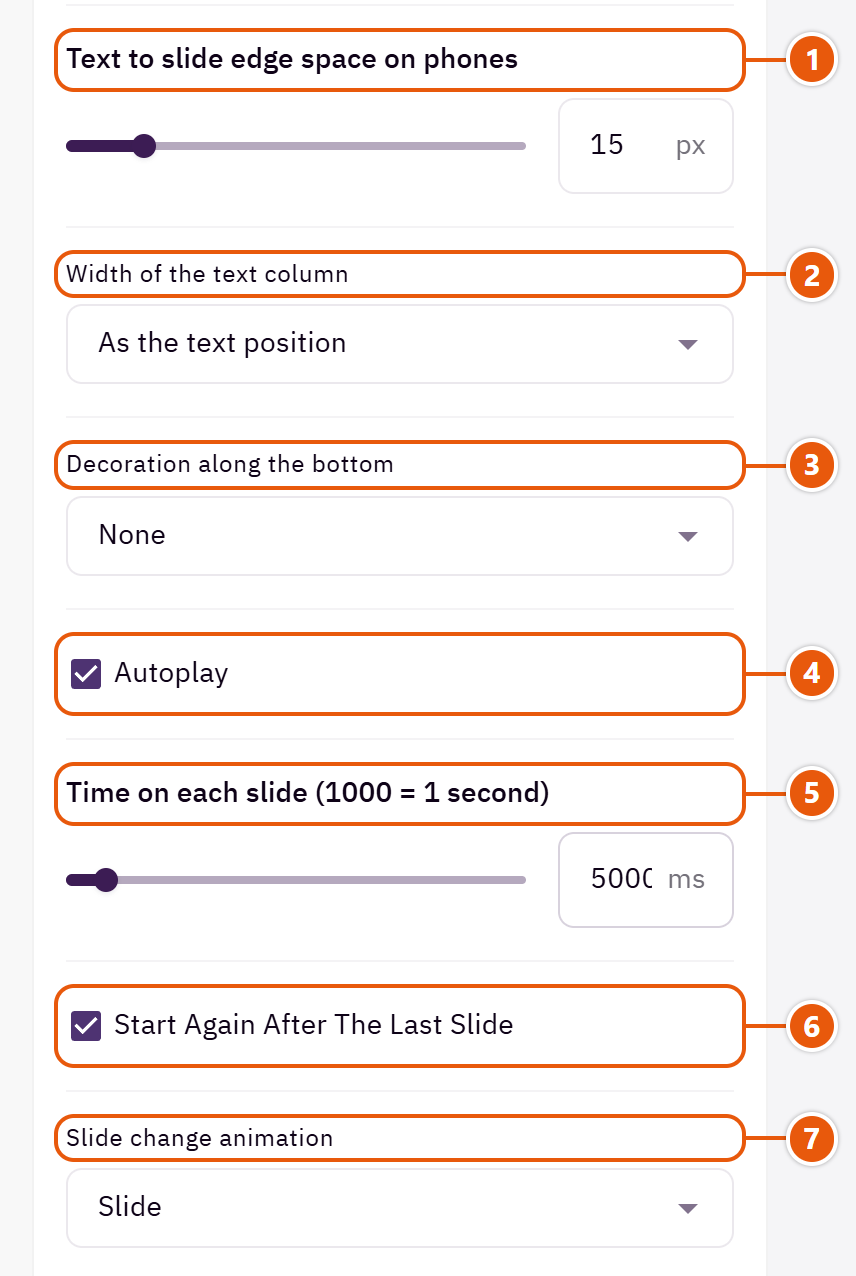 “Main slider” settings in the Zid editor (4 of 7)