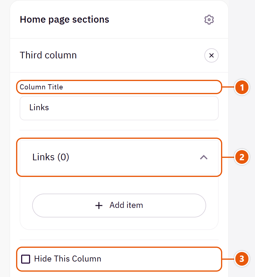 “Third column” settings in the Zid editor