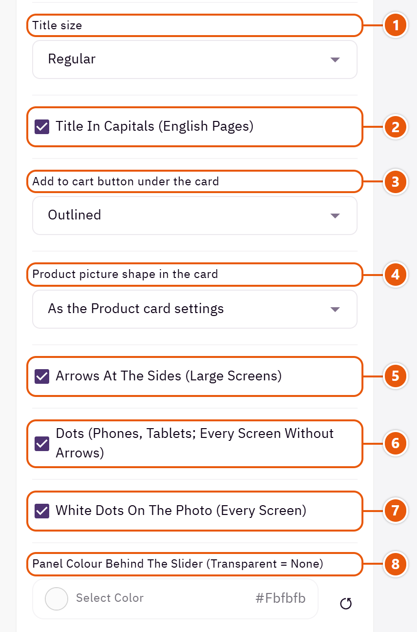 “Shop the look (photo beside a slider)” settings in the Zid editor (2 of 3)