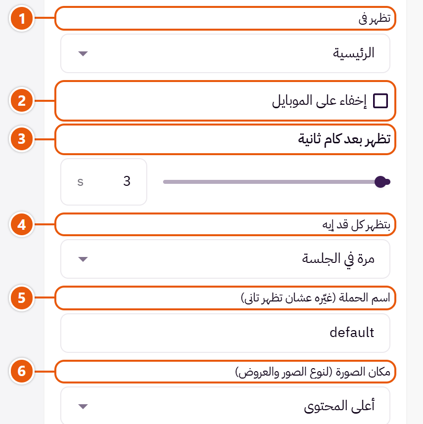 إعدادات «النافذة الإعلانية» في محرر زد (2 من 4)