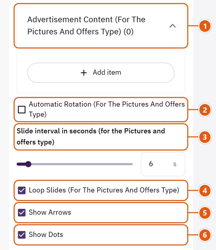 “Advertising popup” settings in the Zid editor (4 of 4)