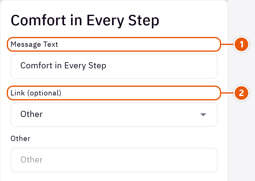 “Moving messages” settings in the Zid editor
