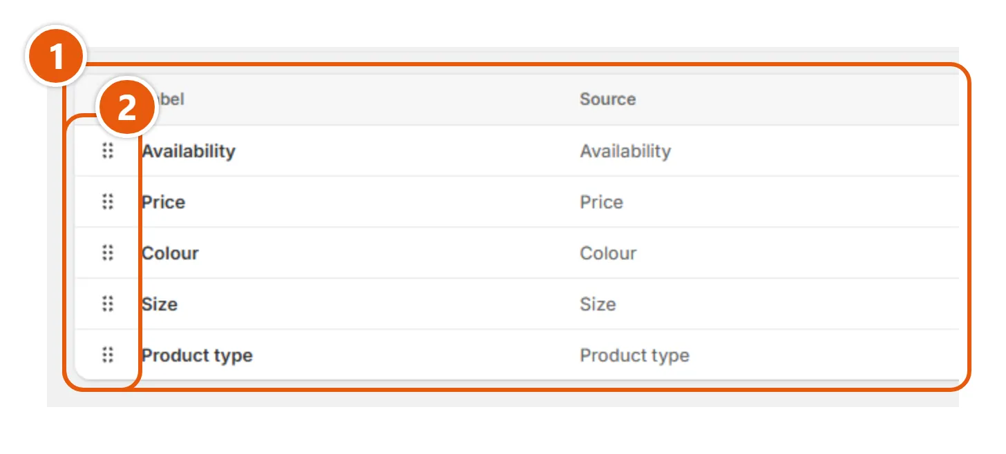 “Collection filters” with its numbers