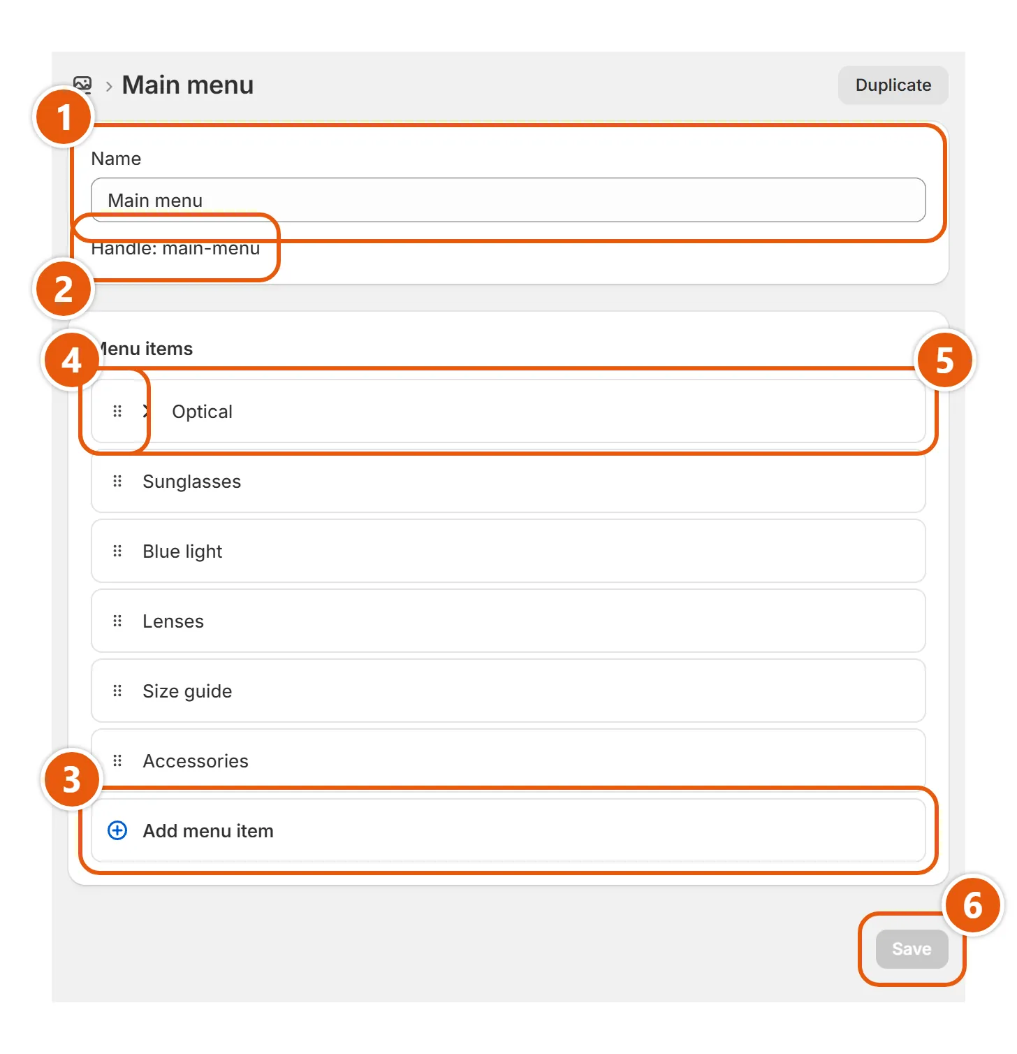 “The menus your design expects” with its numbers