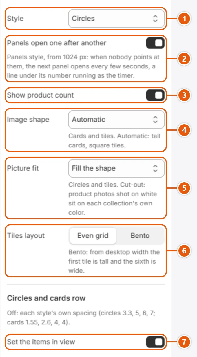 “Collection list” settings in the Shopify editor (2 of 4)