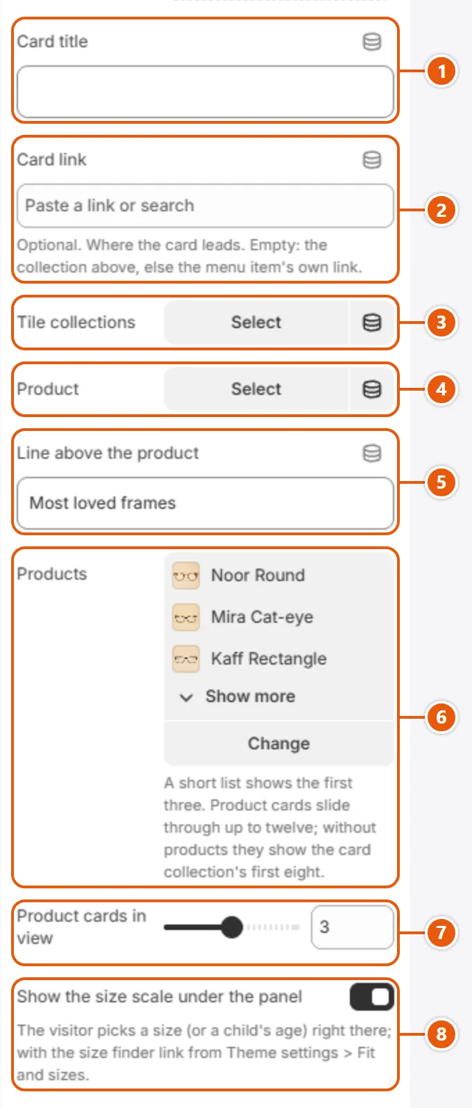 “Menu item” settings in the Shopify editor (2 of 2)