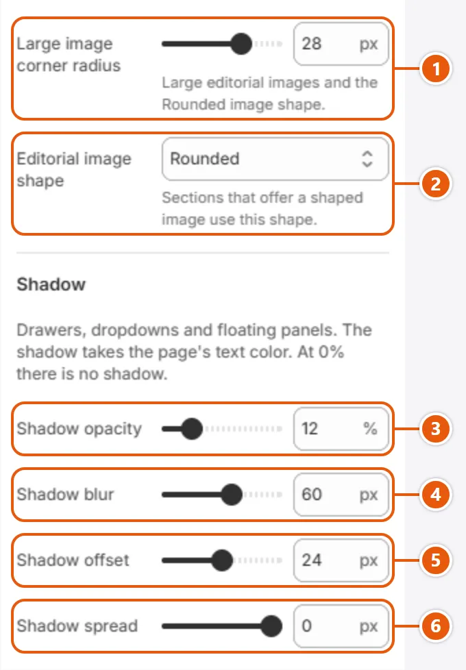 “Layout” settings in the Shopify editor (3 of 3)