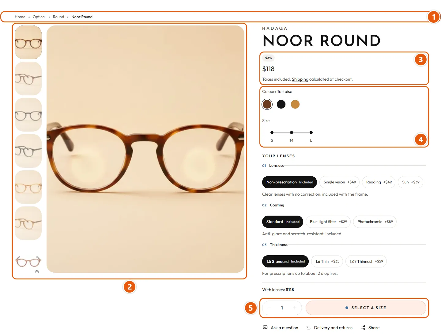 Where “Product information” shows in the store