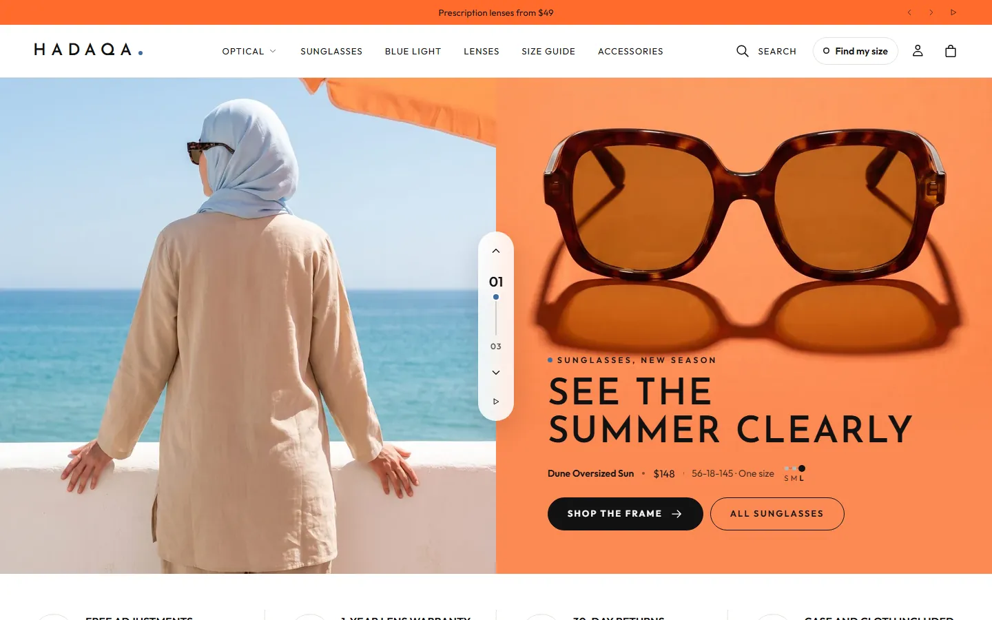 The Linea design's home page, first screen
