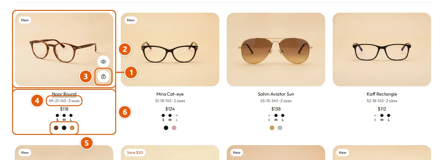 Where “Product cards” shows in the store