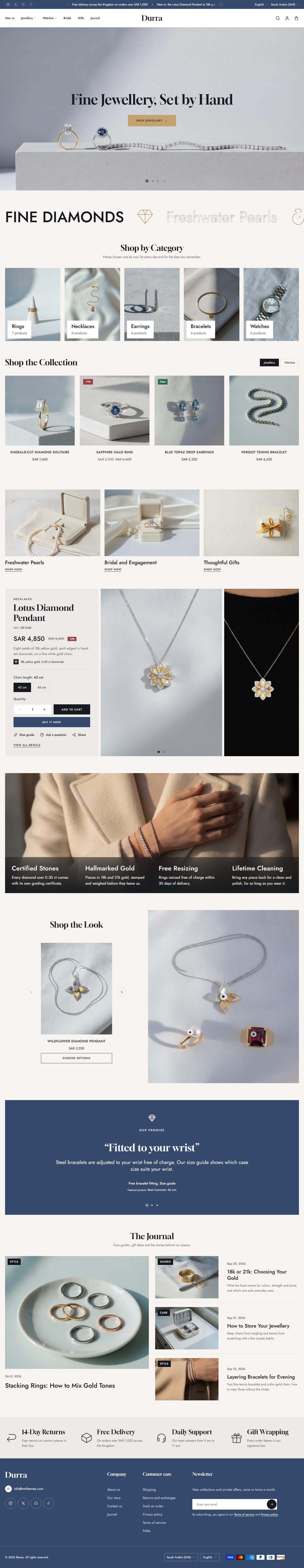 Home page of the Durra design on desktop