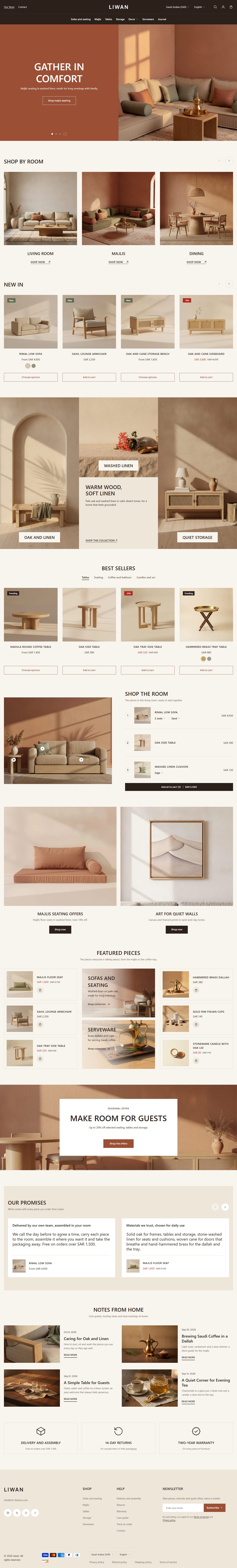 Home page of the Liwan design on desktop