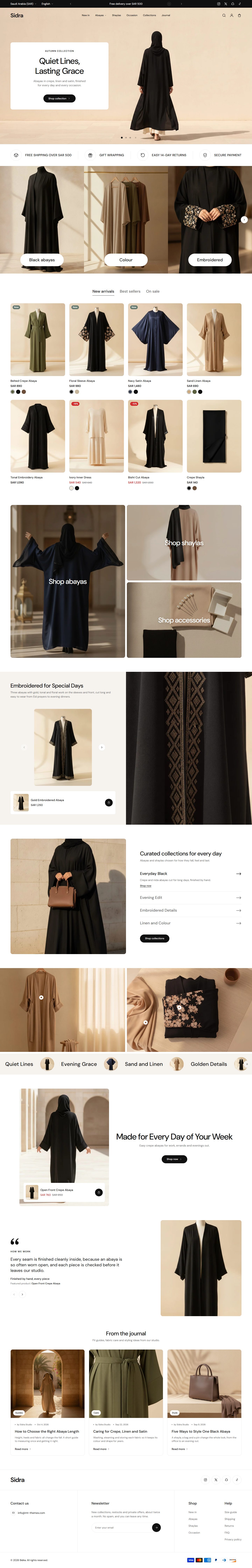 Home page of the Sidra design on desktop