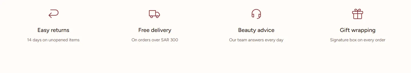 The “Benefits” section in the Rayhan design