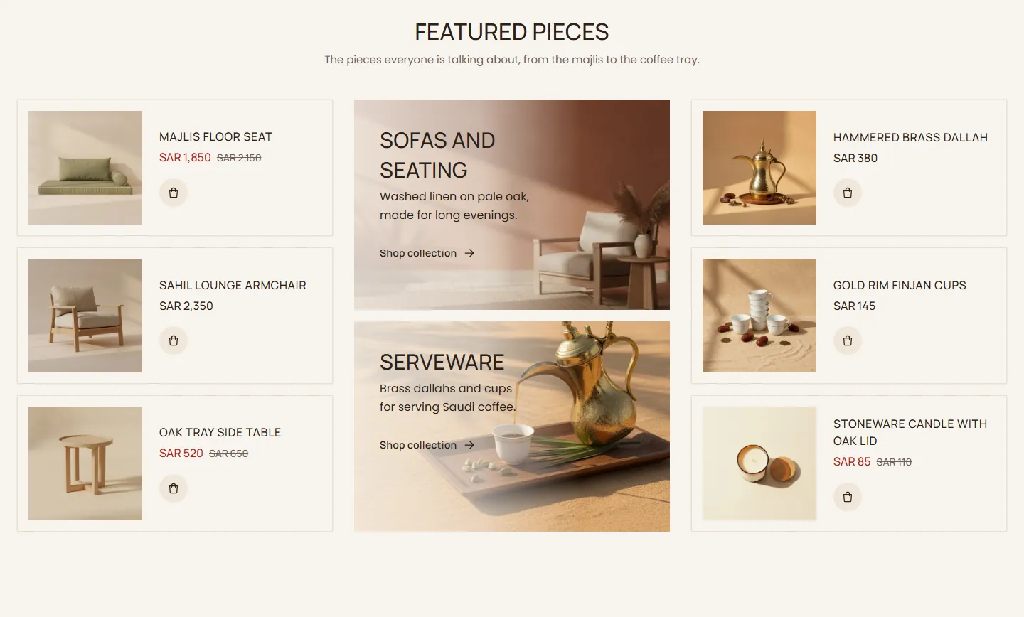 The “Product list with images” section in the Liwan design
