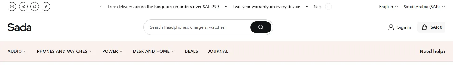 Search bar with menu row