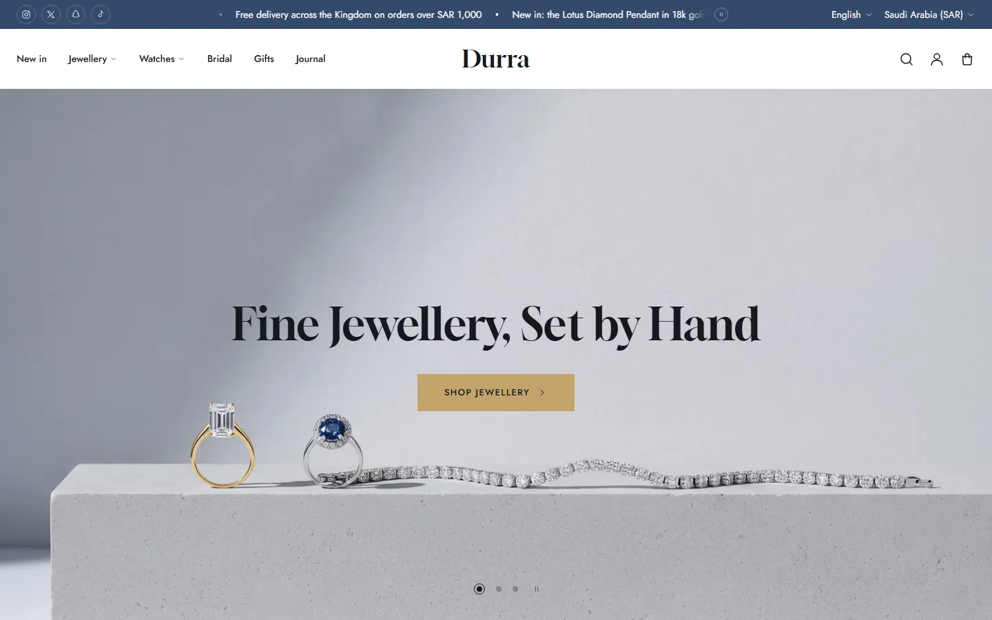 The first screen of the Durra design's home page