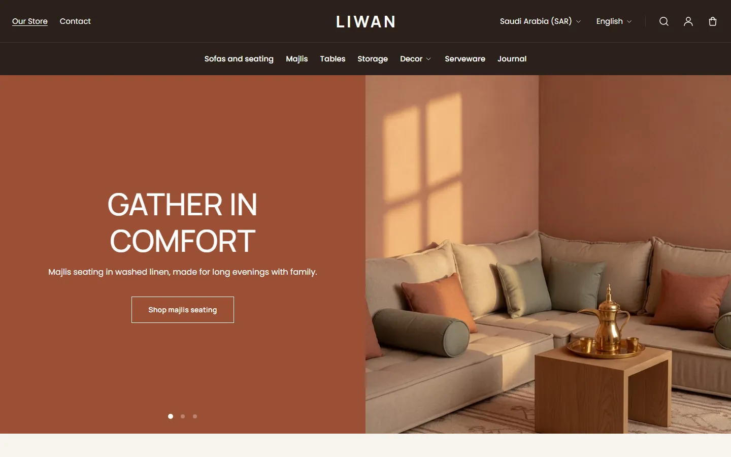 The first screen of the Liwan design's home page