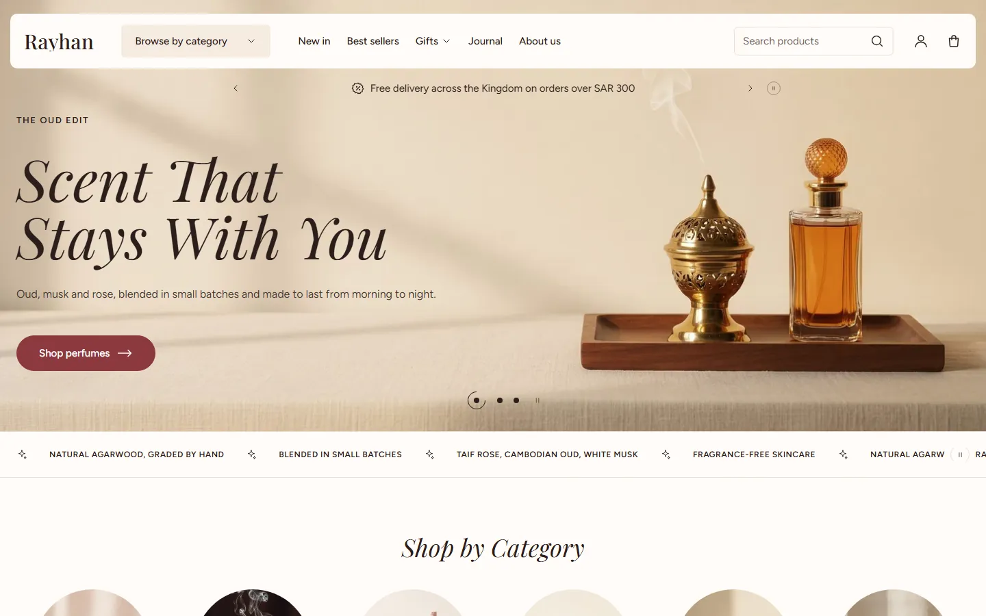 The first screen of the Rayhan design's home page