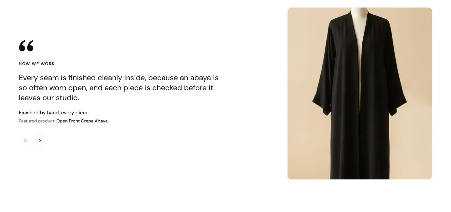 The “Testimonial slider” section in the Sidra design