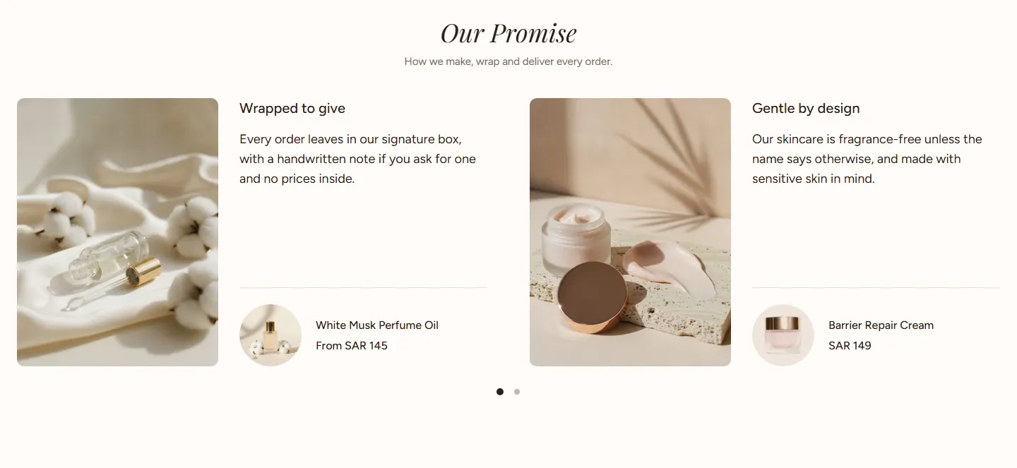 The “Testimonials” section in the Rayhan design