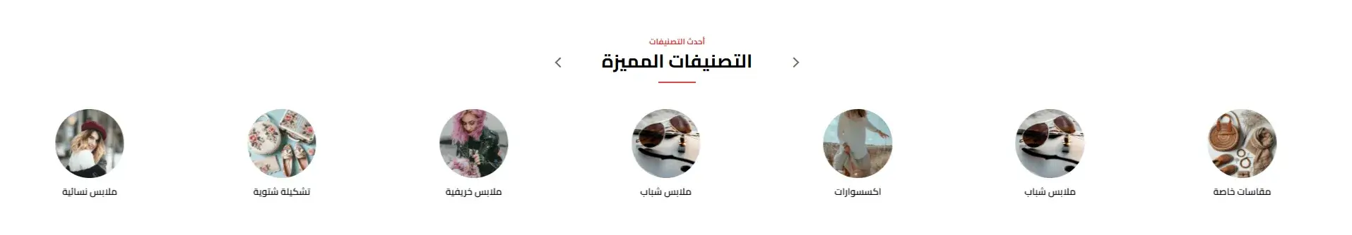 عناصر الصفحة الرئيسية